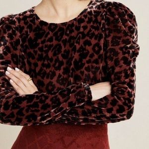 NWT Dolan Anthropologie Charley Velvet Leopard Blouse